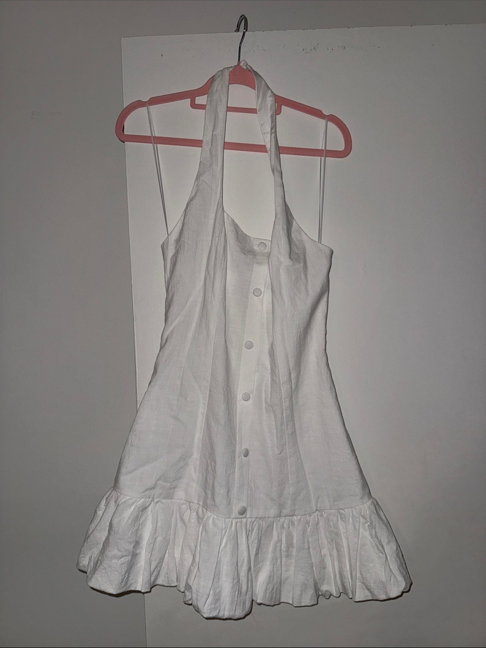 MABLE Women's White Halter Button-Front Sundress